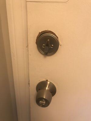 Deadbolt put on but did a crap job. I could easily break into my old apartment