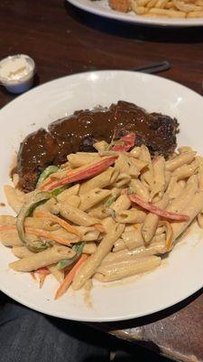 "Jerk" chicken and Rasta pasta