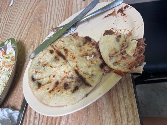 Little one loves these pupusas so do I they are so big and cheesy love it !