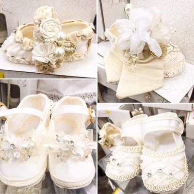 Imported baby girl shoes available in white and Ivory!