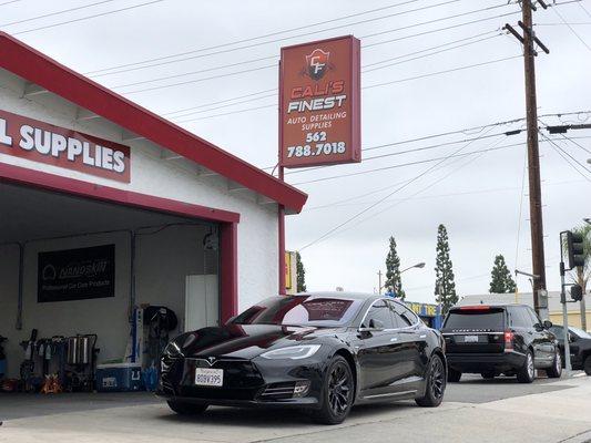 2018 model s 75D received a full front paint protection film and ceramic pro coating silver package