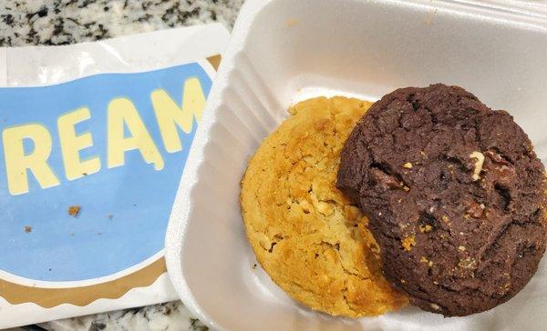 Peanut butter, double chocolate cookies