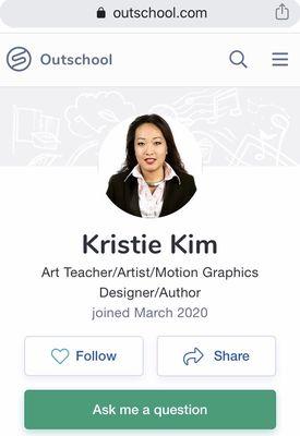 Kristie Kim is on Outschool as an Art Teacher. Access her course materials and classes by looking up her name on Outschool!