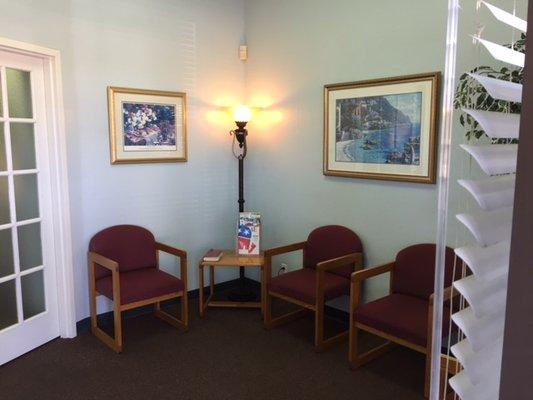 You can relax here in the waiting room with a magazine or two!