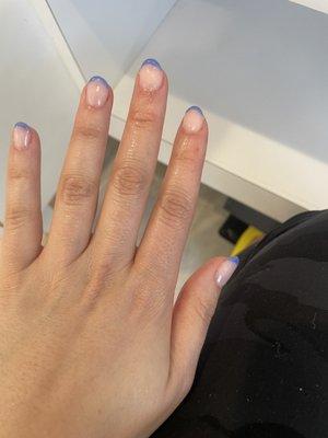 Loved my nails! Did a French with color thought it turned out great. Nails by B- she was wonderful