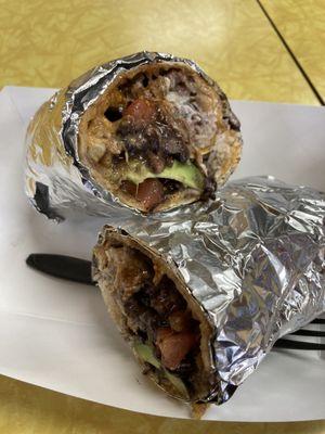 Steak burrito with avocado and sour cream - very tasty!