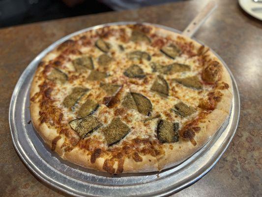 Fried eggplant pizza