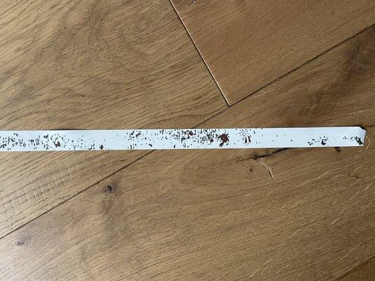 this is the back of the tape I removed - lots of paint attached to the tape