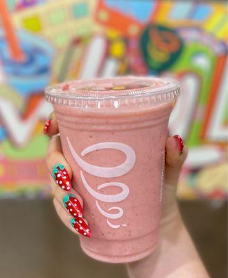 Strawberries Wild® + Energy Shot~ This whirl'd famous is blended with apple pear strawberry juice, fruit & fat free vanilla frozen yogurt!