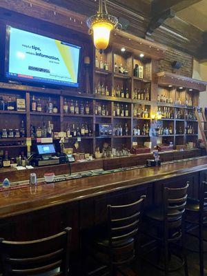 Huge bar with an impressive Whiskey Selection.