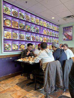 Menu and dining room.