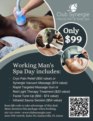 Spa day for first time customers! Only 99$ for two hours of pampering, includes a facial and vacuum massage! For all genders