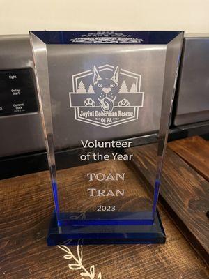 Volunteer of the year award.