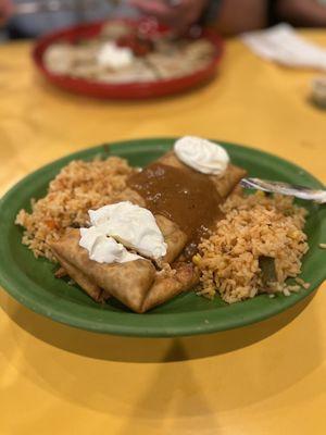 Dinner chicken chimichanga - looked the same size as the lunch portion