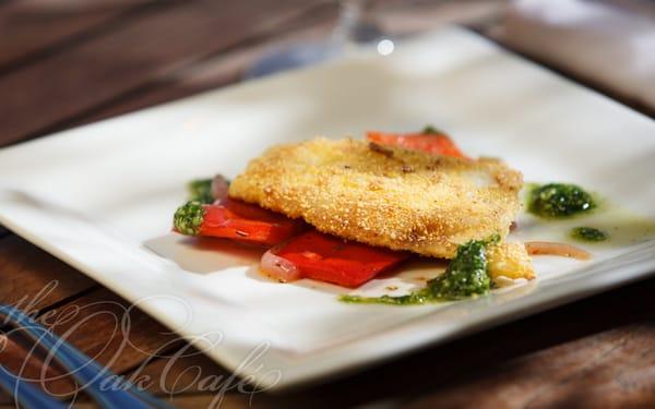 Line-Caught - Fish With Pepperonata and Arugula Pesto