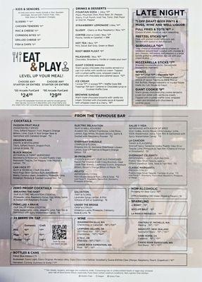 Menu as of May 2024