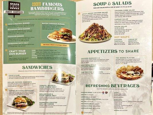 Burgers, Salads & Appetizers Menu