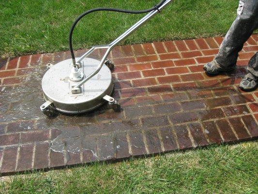 Our 20" surface cleaner doing work on brick walkup.