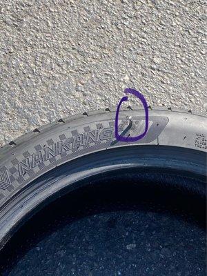 I pick up my tire and wanted to save my pretty new tire for future but all of the sudden there was a 4inches nail on the side