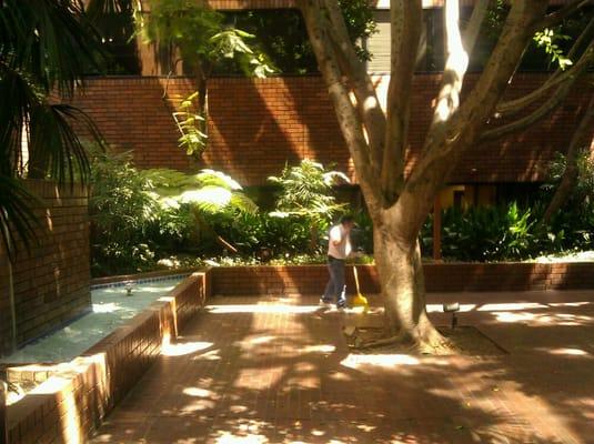 Courtyard waterfall wall.