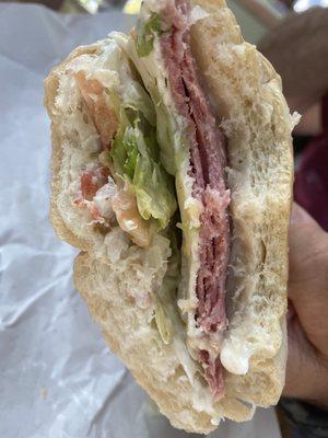 Salami sub. Whole sub for $9