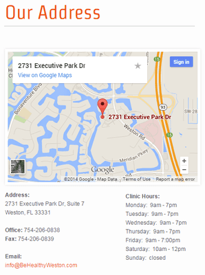 Our state of the art clinic is conveniently located in the heart of Weston, 3 minutes off of the I-75 exit.