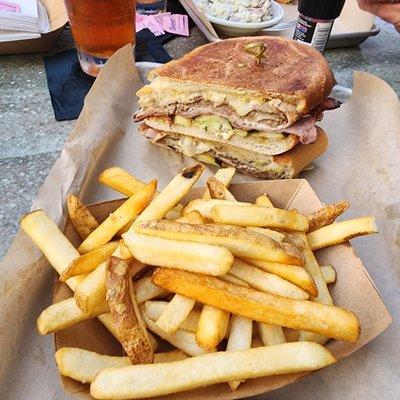 Cuban sandwich with side of skin on French Fries