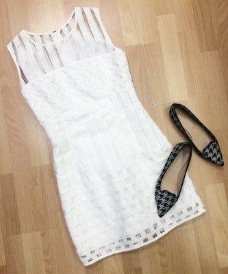 Milly textured white dress with J. Crew houndstooth flats