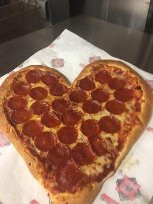 Heart shaped pizzas available