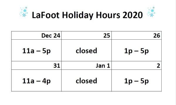 Holiday hours 2020 For all other days we are open Tuesday-Saturday 11am - 5pm