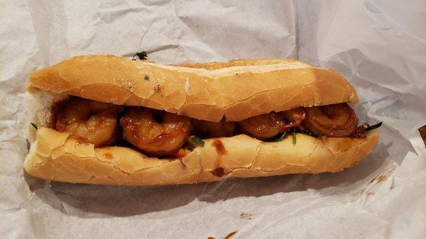 Grilled shrimp banh mi.