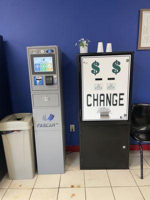 Our change machine and loyalty card kiosk