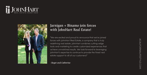 Roger Jarnigan and Catherine Binamo join JohnHart (February 2019)