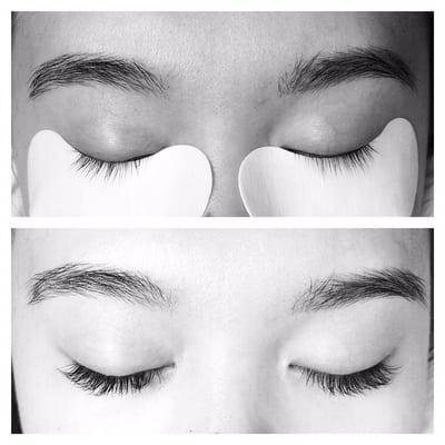 Before and After lash extensions by Haley; Dolce Salon and Spa. Lash extensions can be natural or bold.