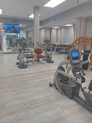 Some of the equipment at East Bay Physical Therapy, plus some of the PT beds