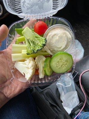 Veggie bowls from the hospital cafeteria are great and they make the dip in-house.