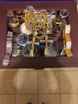 The rest of my jewelry collection including chains, bracelets, and rings.