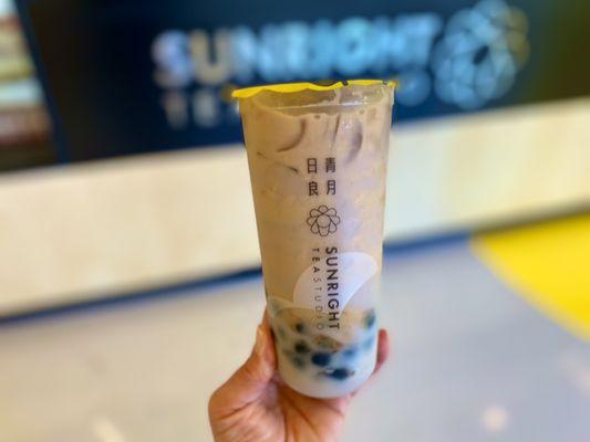 Taro Milk Tea with brown sugar boba