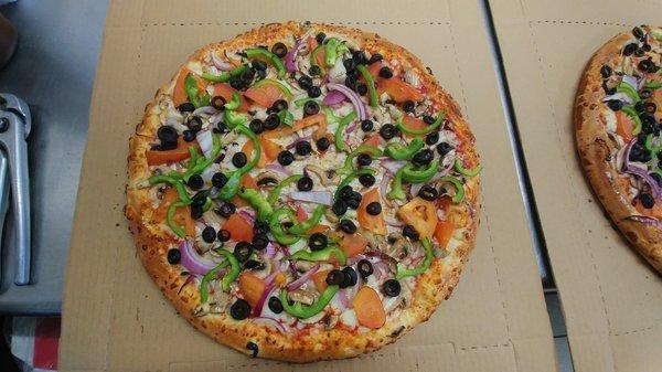 Freshly baked Veggie Pizza!