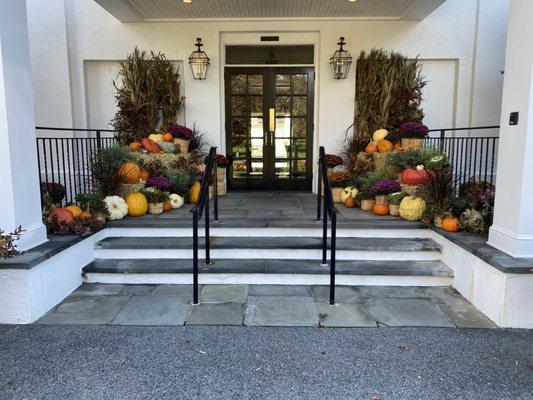 Custom fall decor at The Stanwich Club in Greenwich Ct.