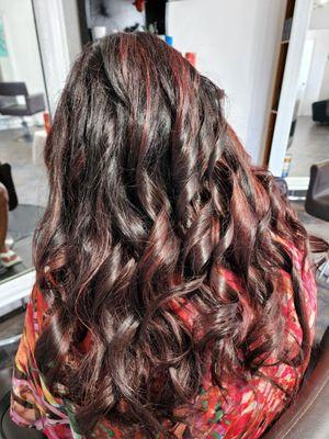 Dark reddish brown with Red Highlights #silverstrandsalon