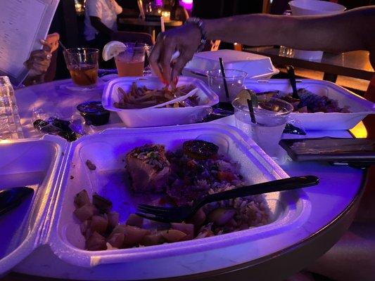 Looking for ambience? You won't get it here. Food served at our table in styrofoam containers. Tacky!