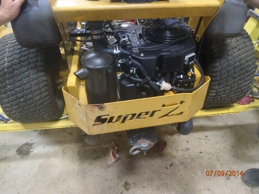 New 2014 Kohler Fuel Injection engine that has been installed onto a 2004 Hustler Super Z.