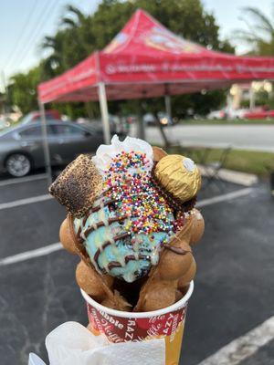 bubble waffle with this weeks special ice cream flavor