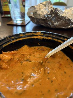 Oily chicken tikka masala, this is after soaking oil with paper towel.