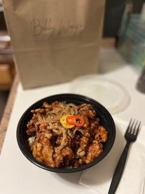 chicken bowl with wok'd rice