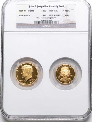 John & Jacqueline Kennedy Gold Coin Set NGC PF70UC