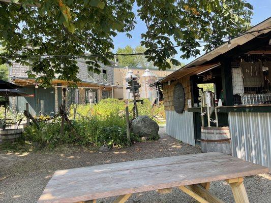 Outside bar and picnic tables with a few fun games to play!