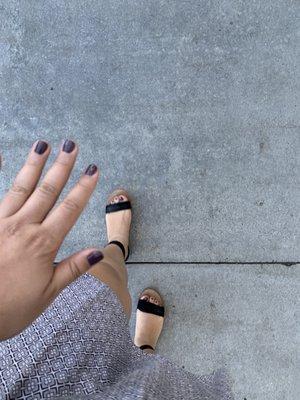 Gel manicure and regular pedicure