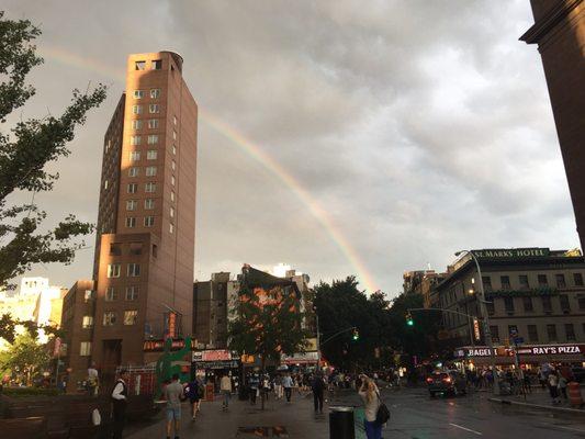 Rainbow ending on St Marks hotel